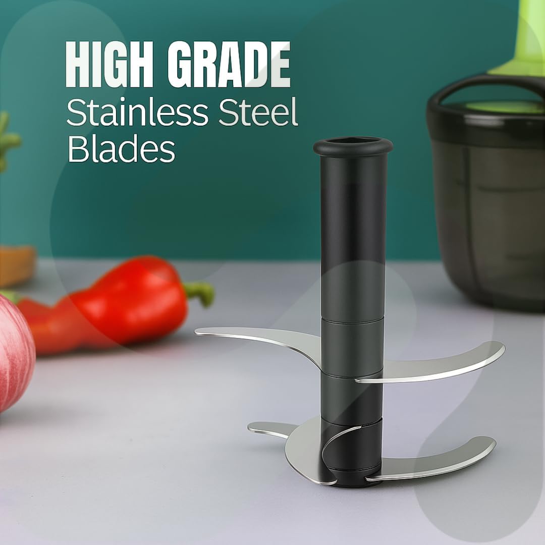 Chopper for Kitchen Use 1000 ML, Push Chopper with 5 Blades, Vegetable ChopperKitchen Accessories Items for Home Cutting Vegetables, Onion, Ginger, Garlic, Salad, Tomato, Potato 2